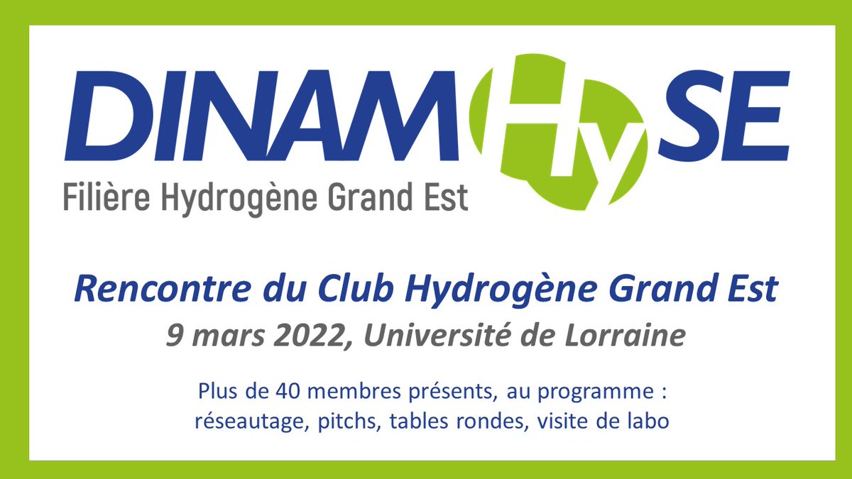 Hydrogen_UL's tweet photo. Mercredi 9 mars, rencontre du Club Hydrogène Grand-Est. #DINAMHySE @regiongrandest @vehiculedufutur https://t.co/Q6BfEaDyGI