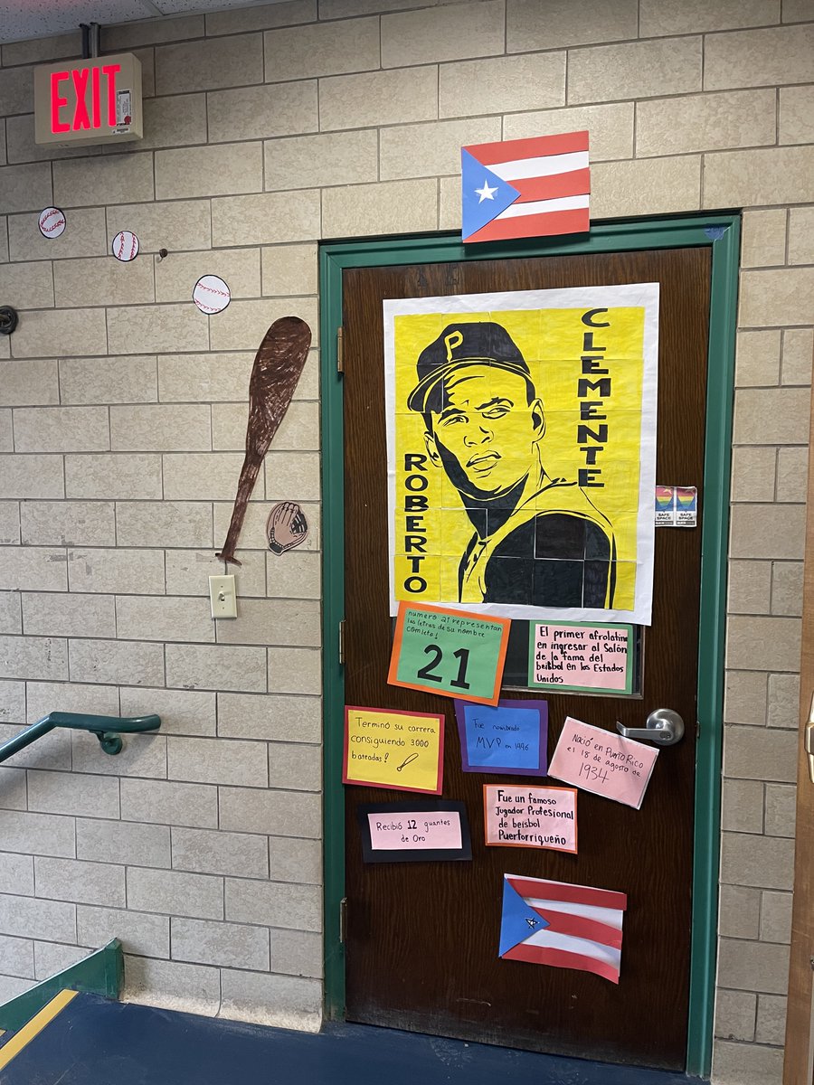 EWL_Brookline's tweet photo. Spanish teachers and language learners honoring Afro-Latines while joining their school's #doordisplay tradition! https://t.co/psEJ5dRiYy