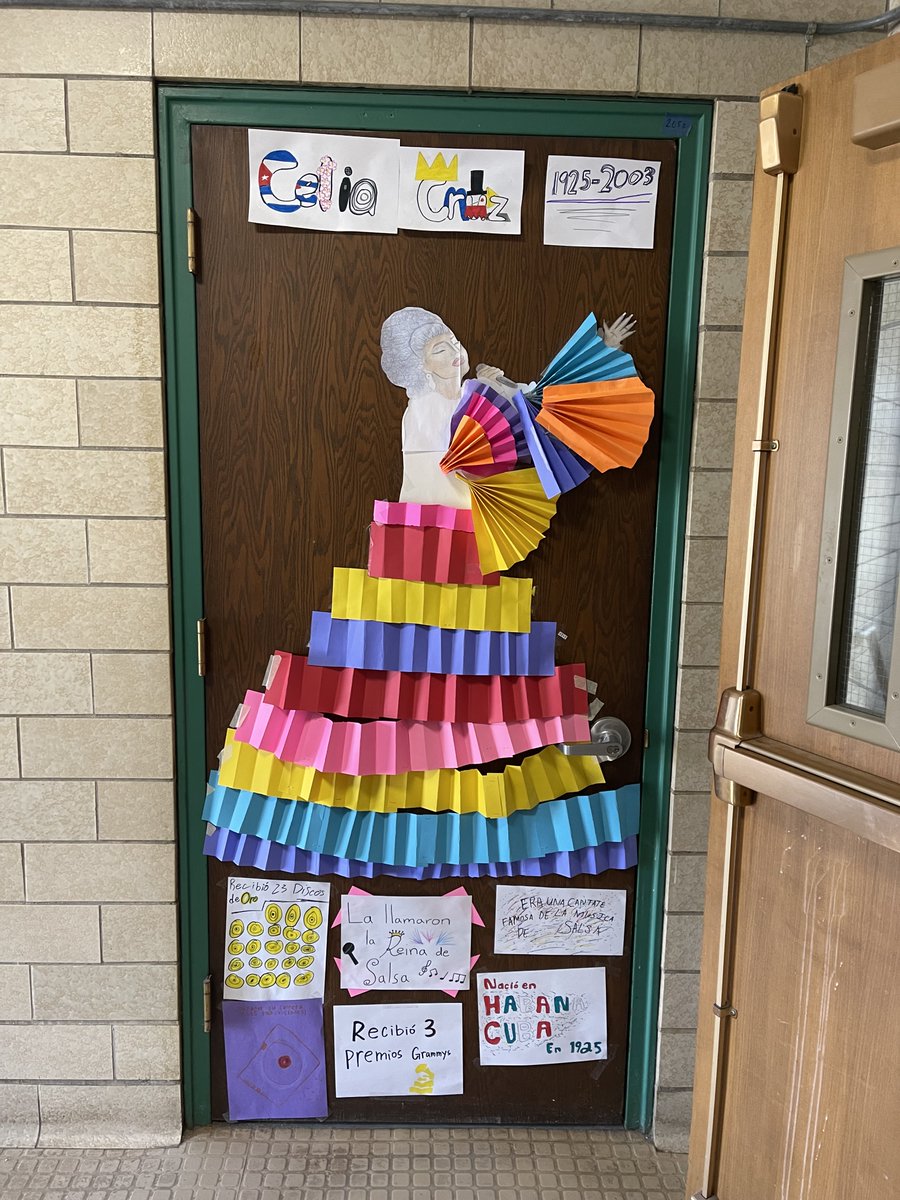 Spanish teachers and language learners honoring Afro-Latines while joining their school's #doordisplay tradition!