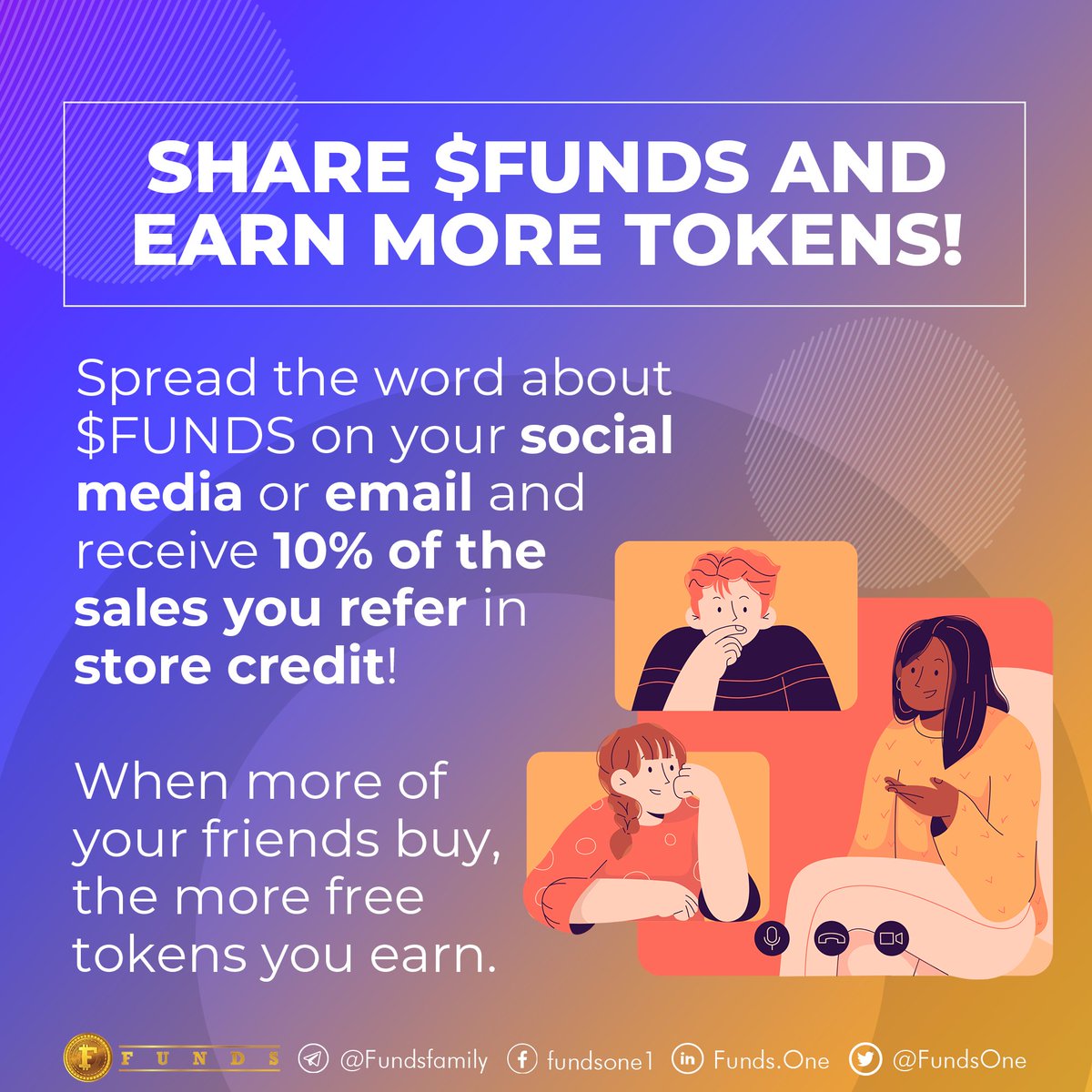 FundsOne's tweet photo. Refer your friends to earn more $FUNDS! 😉

Earn 10% of sales you refer in store credit when your friends purchase $FUNDS tokens. The more of your friends that buy, the more free tokens you earn!

Refer a friend today and earn your free tokens at https://t.co/SiTgdFhE8a https://t.co/4OoXzCgnzJ