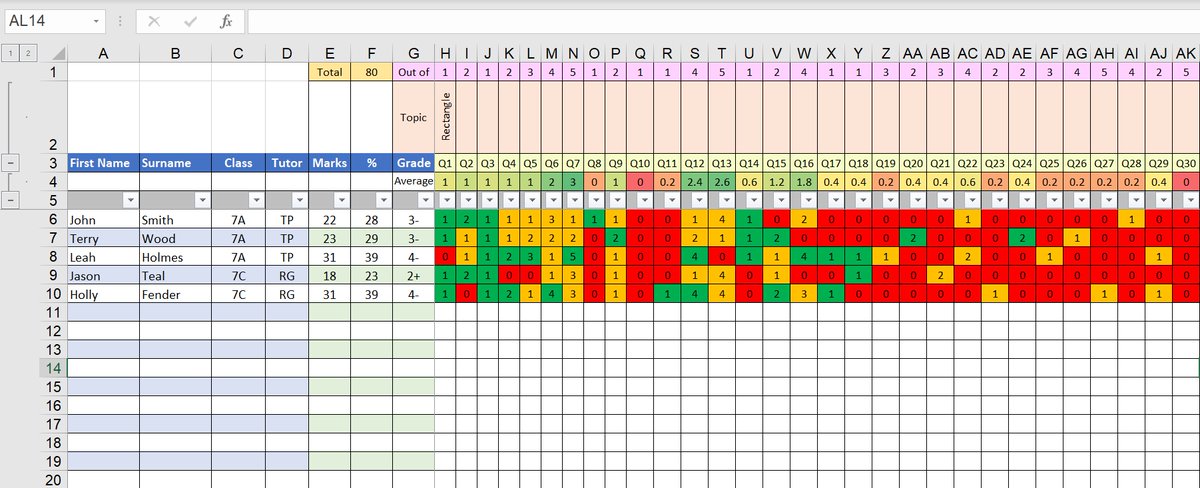 Tom_does_maths's tweet photo. Another new free resource! 🎯 A MS Excel Markbook for your Tests. Keep track student scores with free in-built analysis (Tricky formulas done for you!). Works for multiple teachers and classes if needed. #excel #teaching #edutwitter #edtech #markbook https://t.co/AAy5QC7u2n https://t.co/Z1etJbLQX2
