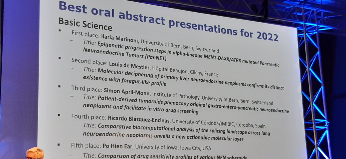 AurelPerren's tweet photo. Congratulation @ilamarinoni @ifp_unibe for the Best abstract in basic science for epigenetic classification of Pan #NET👌🥂 https://t.co/i0C29LgSnS