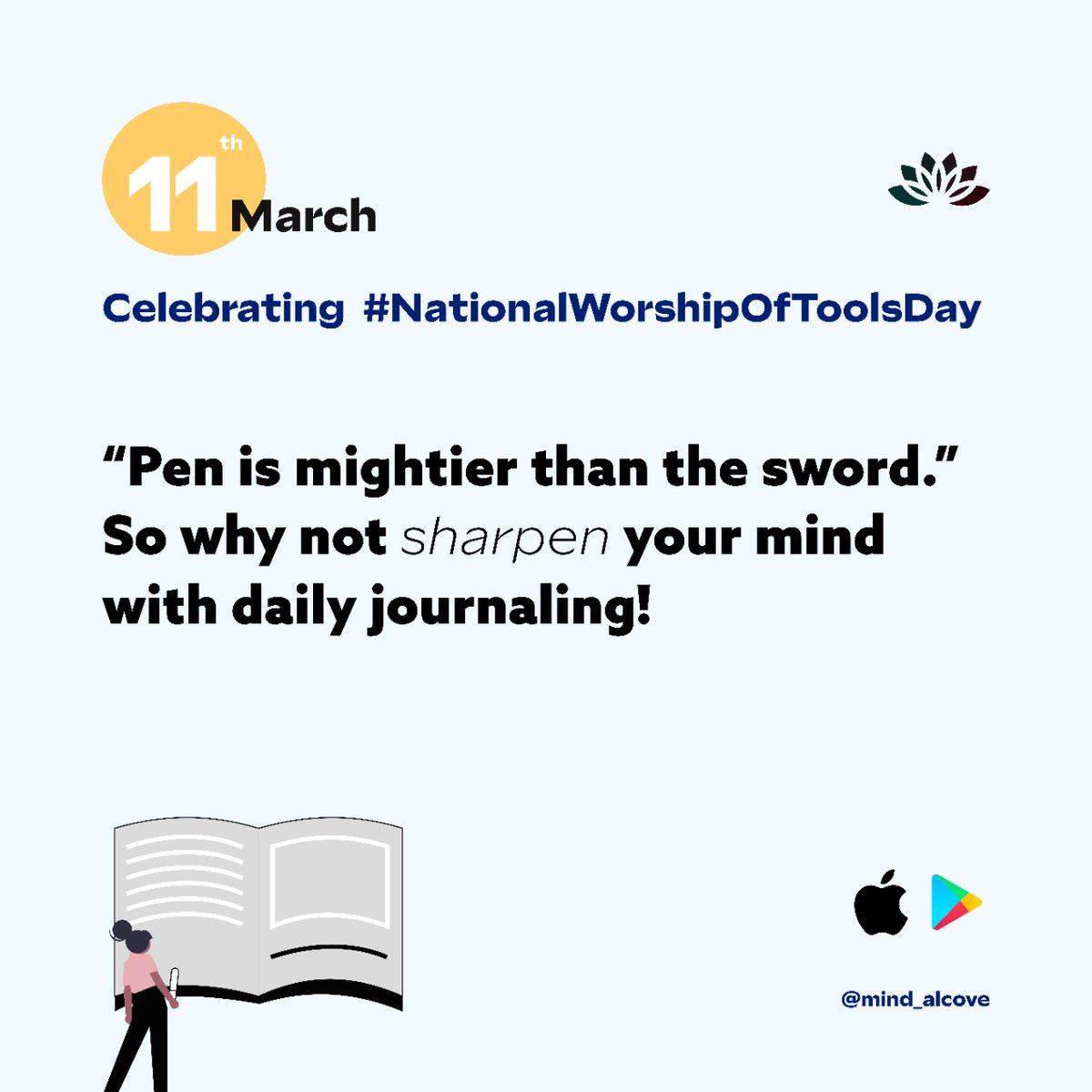 MindAlcove's tweet photo. A sharp mind is like a multi functional tool: Hone it, develop it, and worship it. Experience Gratitude Journaling with Mind Alcove. A Pen is mightier than a sword. A sharp mind even more!

#mindalcove #thankyourtools #dailyjournaling https://t.co/UtBkvoF0X1