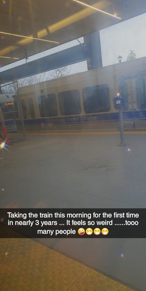 Miss_Ruthless31's tweet photo. I must say after nearly 3 years of avoiding #edmontontransit Taking the #lrt to the Kaye clinic today has been a breeze and its cleaner than I remember, Though its the morning and the sketchy people dont come out until later 😷🤪🤣😷😷 #healthsciences #scopeday #longday #trains https://t.co/aFYdLEzlX0