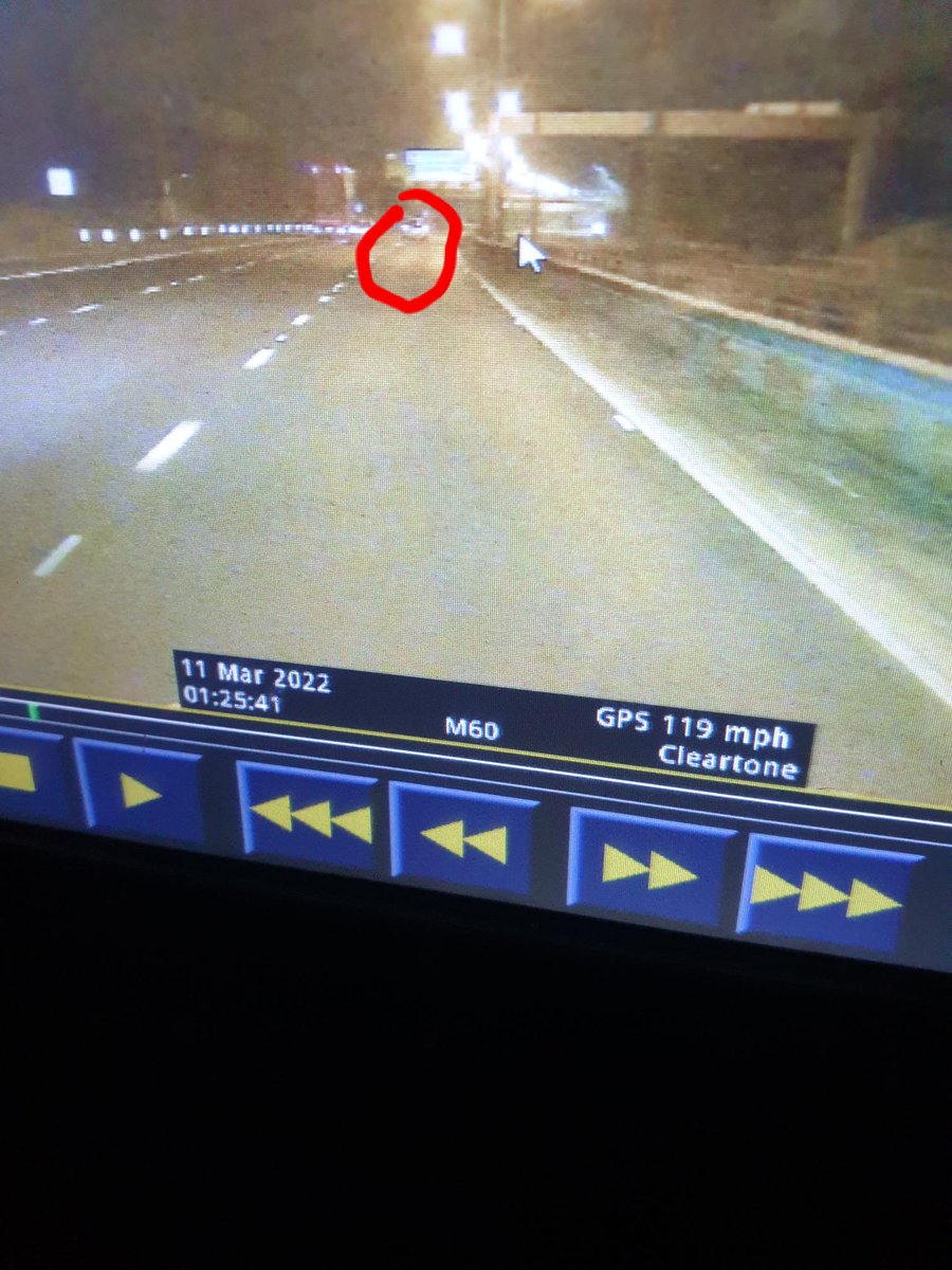 gmptraffic's tweet photo. #ME48 From early this morning. Driver thought he was on the race track and not the M60 ACW, positive for cocaine and positive for stupidity, oh and was wanted for threats to kill. Driver arrested. #Dayincourtawaits @NWmwaypolice https://t.co/PBKNQNYNdD