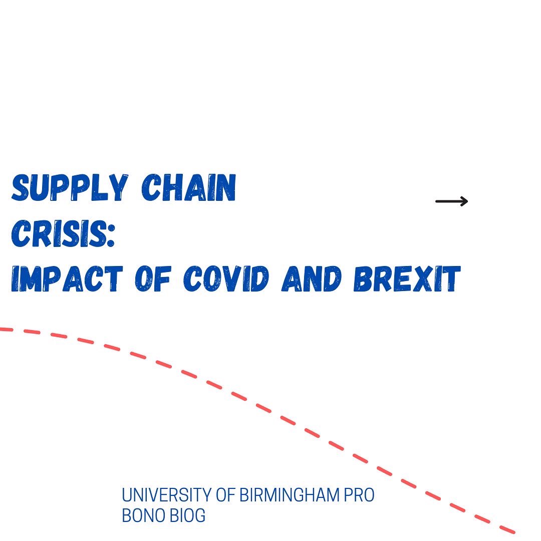 UoBProBono's tweet photo. NEW BLOG POST!!                                     Our third blog focuses on the impact of COVID and Brexit on the supply chain. 
 
Let us know in the comments your thoughts on this blog! The link to the blog is in our bio! https://t.co/c5jnGTOTti