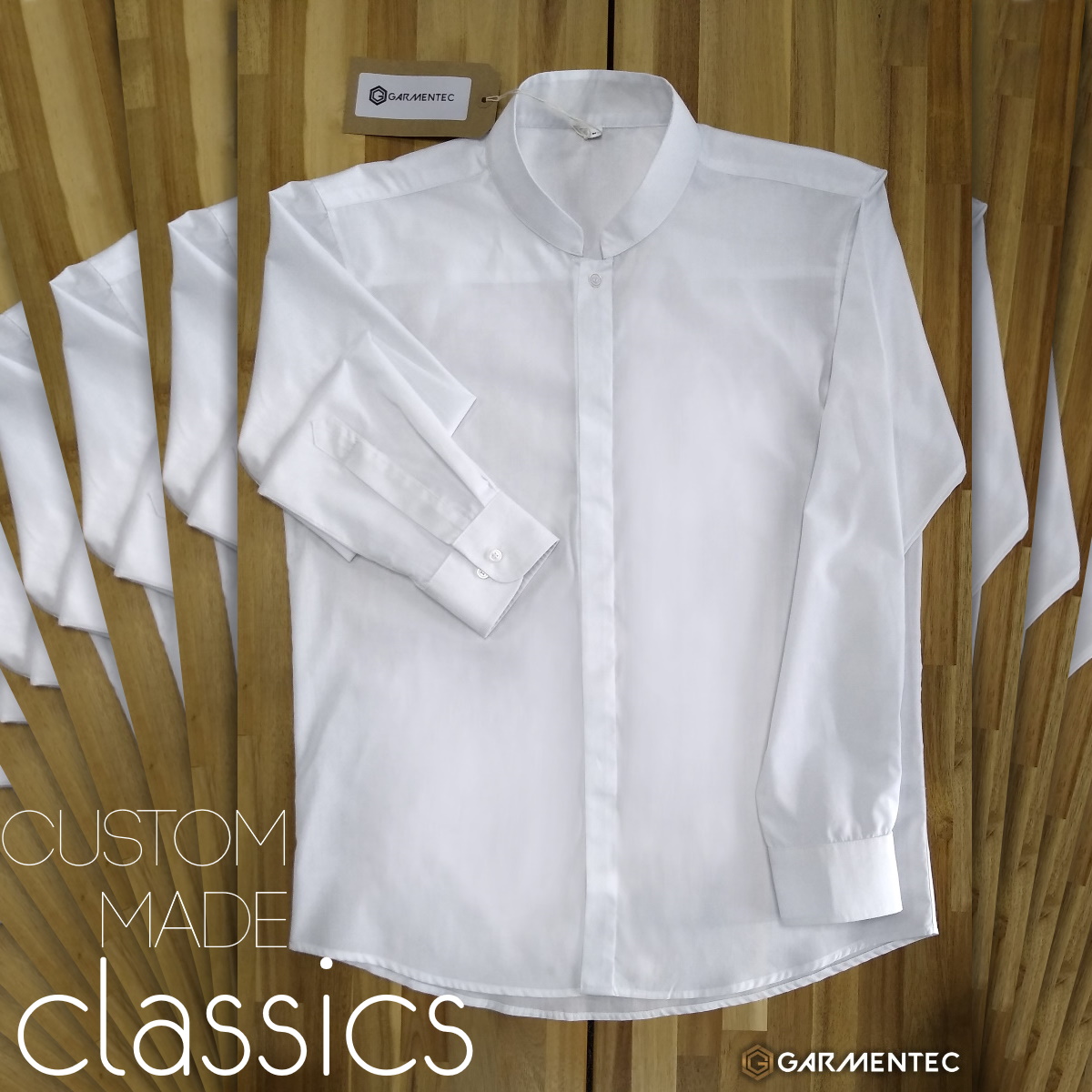 Modern classic shirt with mandarin collar, designed and made in the UK by Garmentec.co.uk

#fashion #uniform #shirt #design #workwear #menstyle #menswear #women #vintage #style #trend #design