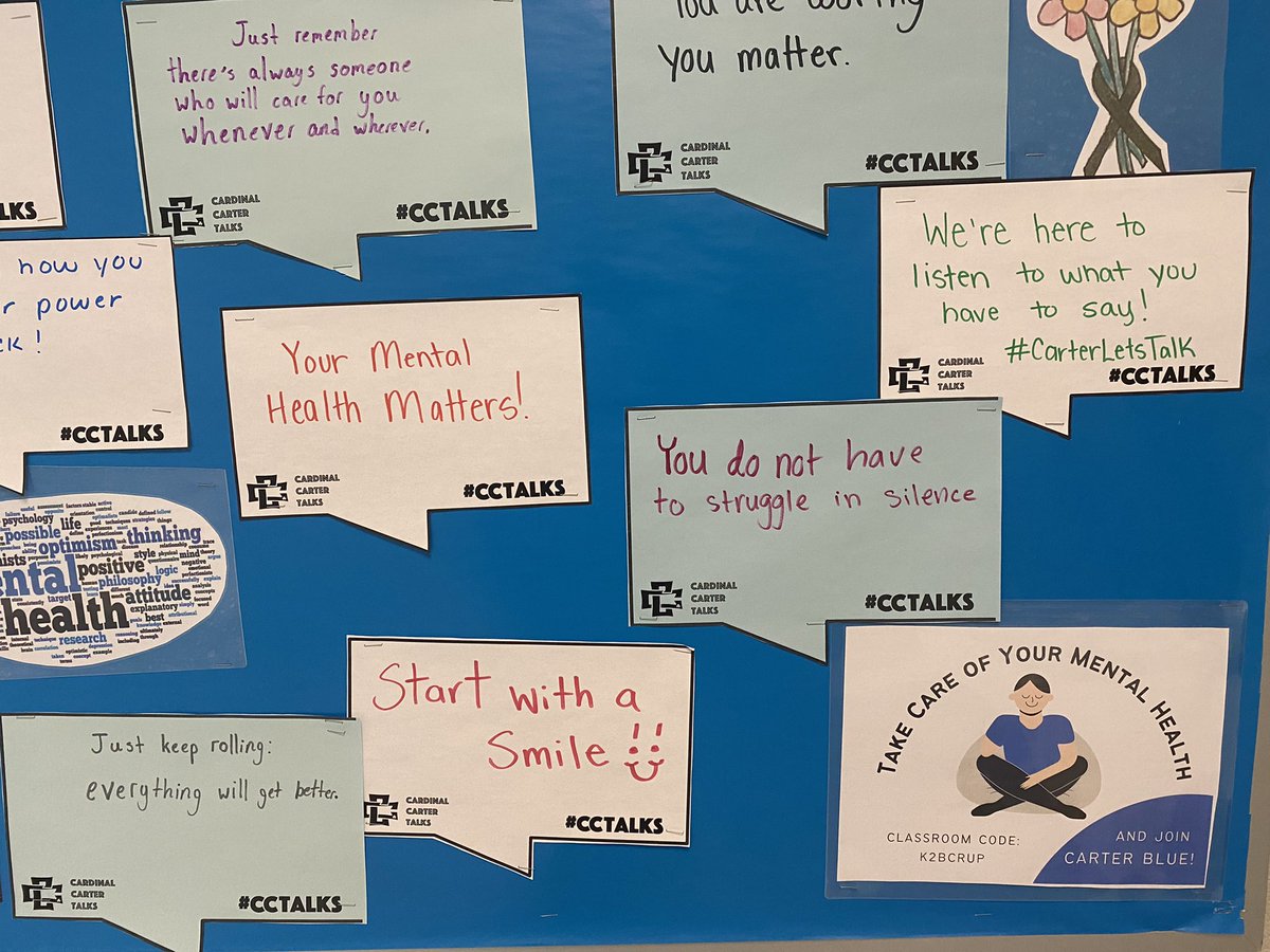 Teach4todayPD's tweet photo. Carter Blue @ccarterchs wants to encourage our community to get talking! Talk about the good and the bad the happy and the sad. Nothing should be off limits. We are here for you! Carter Blue is a club open to all students and grades. @CarterBlue_CHS @YCDSB @YCDSB_MH https://t.co/4984sr5sVR