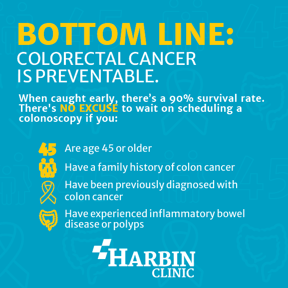 HarbinClinic's tweet photo. March is Colorectal Cancer Awareness Month, and we encourage everyone 45 years of age &amp; older to talk to their doctor about scheduling a colonoscopy. Routine screenings can detect and prevent colorectal cancer. https://t.co/OUUMbtNABM #colorectalcancerawareness #colorectalcancer https://t.co/g3NYRjJ7ws
