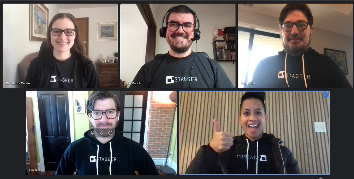 The team and I are excited to be among the Texas-based #femalefounders chosen by <a href="/dwtProjectW/">Project W</a>, <a href="/FundArtemis/">TheArtemisFund</a>, <a href="/HearstLab/">HearstLab</a>, and <a href="/BeamFounders/">Beam</a> to present our companies at 'Founded In Texas' during #SXSW!

And we all showed up to this morning's standup like this to end the week.