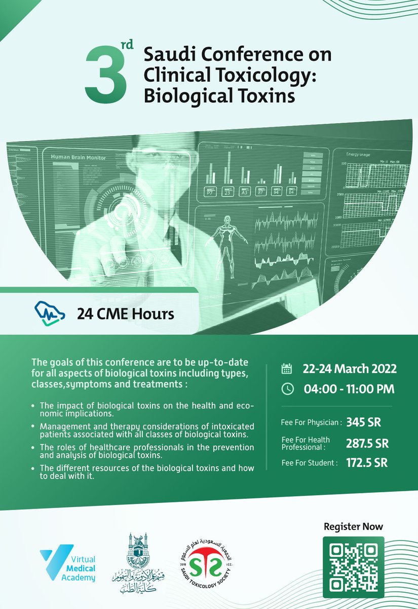 للتعرف أكثر عن مصادر السموم البيولوجية ومخاطرها
<a href="/SaudiToxicology/">💎SAUDI TOXICOLOGY SOCIETY💎</a>
شاركنا الحضور في | المؤتمر السعودي الثالث للسموم السريرية

سجل الآن:

bit.ly/3ss7OPy