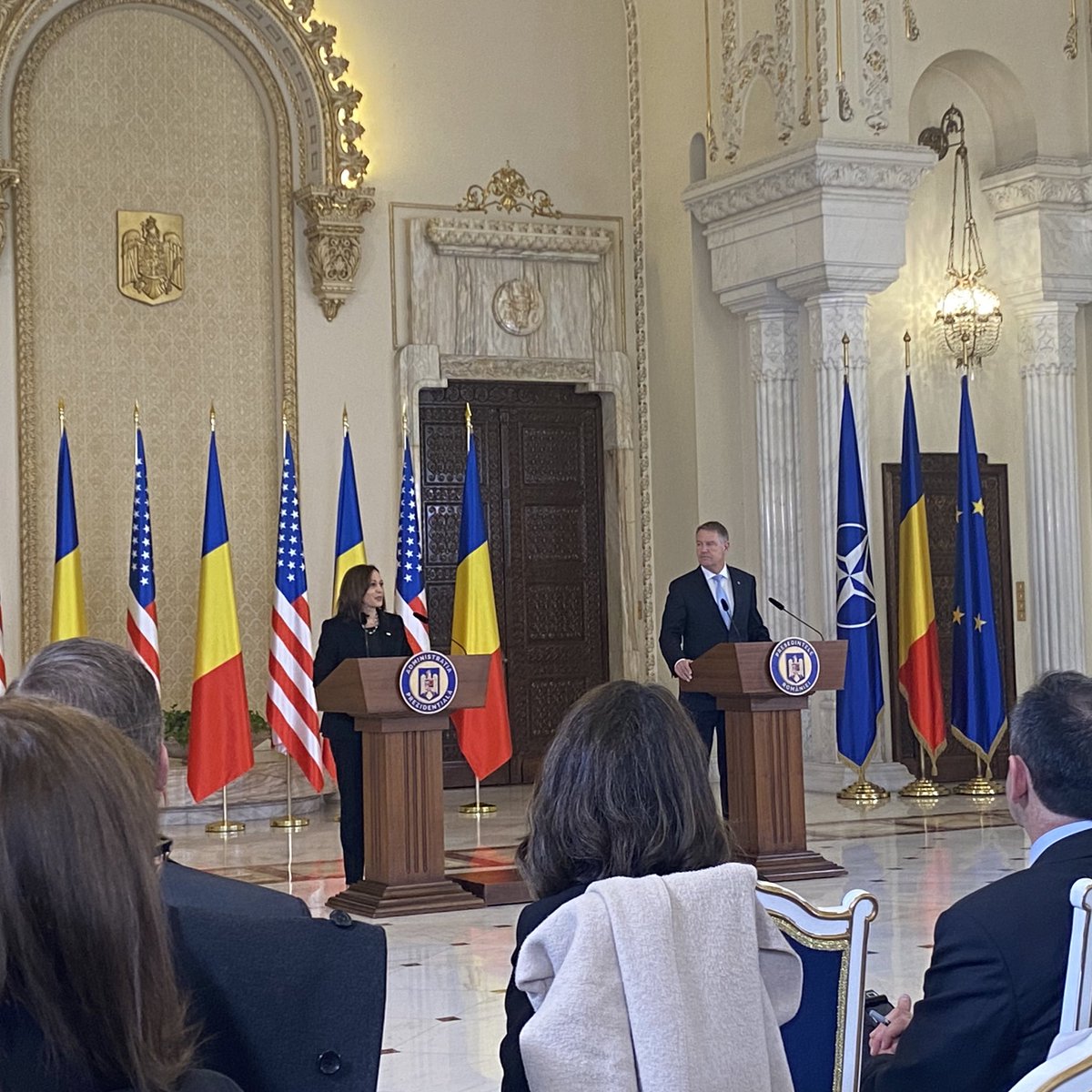 RachelPalermo46's tweet photo. During her time in Bucharest, the @VP is focused on the relationship and friendship between the United States &amp; Romania, and on our mutual support for the people of Ukraine. https://t.co/SlixP9rp9x