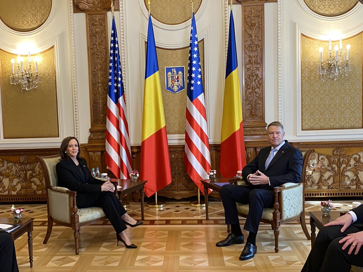 RachelPalermo46's tweet photo. During her time in Bucharest, the @VP is focused on the relationship and friendship between the United States &amp; Romania, and on our mutual support for the people of Ukraine. https://t.co/SlixP9rp9x