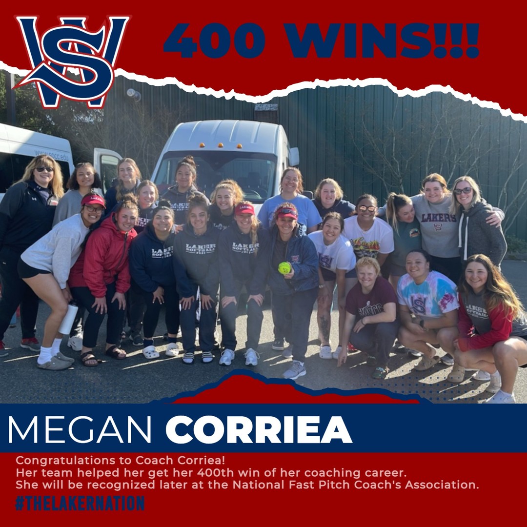 swocc's tweet photo. Congratulations Coach Corriea! ⚾ 400 wins in her softball coaching career. She will be recognized at the National Fast Pitch Coach's Association. #SWOCCbound #TheLakerNation

📷 by @swocclakernation https://t.co/z8Vx71FxOW