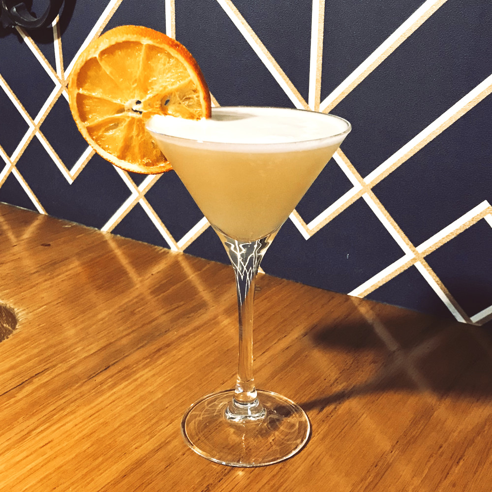 Our "Cocktail of the Month" is a Bisou Sour. Fruit and creamy with a silky texture and citrus aroma.  😋 #tgif #cocktailhour