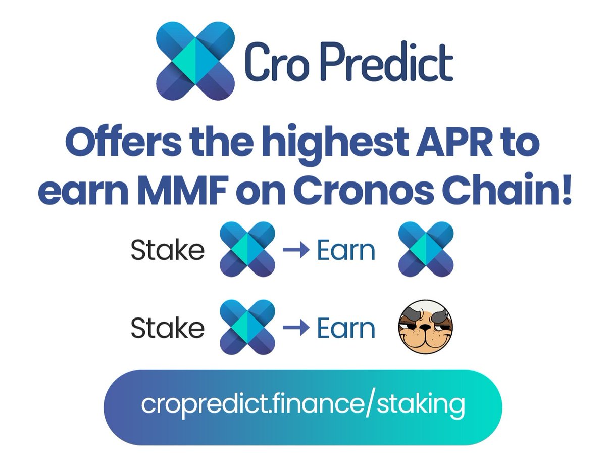 The Round 6 Pools are LIVE! Stake your CRP to start earning.

Stake CRP earn CRP
Stake CRP earn MMF

We offer the highest APR to earn MMF on the entire Cronos Chain!
#Cro #crofam #Cronos