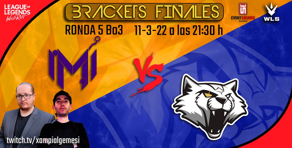RONDA 5 - FASE FINAL - WLS

🥊 <a href="/MoleculasWR/">Moléculas</a> 🆚 <a href="/Wygers/">Wygers</a> 
⏰ 11-03-2022 / 21:30h - 9:30 PM  CET
🎤 <a href="/Xampialgemesi/">Xampialgemesi</a> ➕ <a href="/JaviGinger/">Javier 'JaviGinger' Molina</a> 
📺 twitch.tv/xampialgemesi