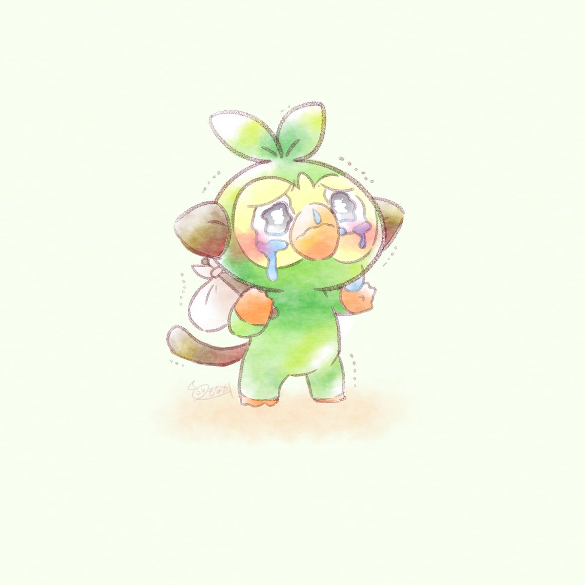 grookey no humans solo pokemon (creature) crying standing full body tears  illustration images