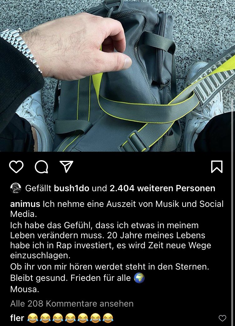 HelalGossip's tweet photo. Animus nimmt sich Auszeit von Musik &amp; Social Media. Fler reagiert (siehe Kommentar ganz unten) https://t.co/axgn9QHDRn