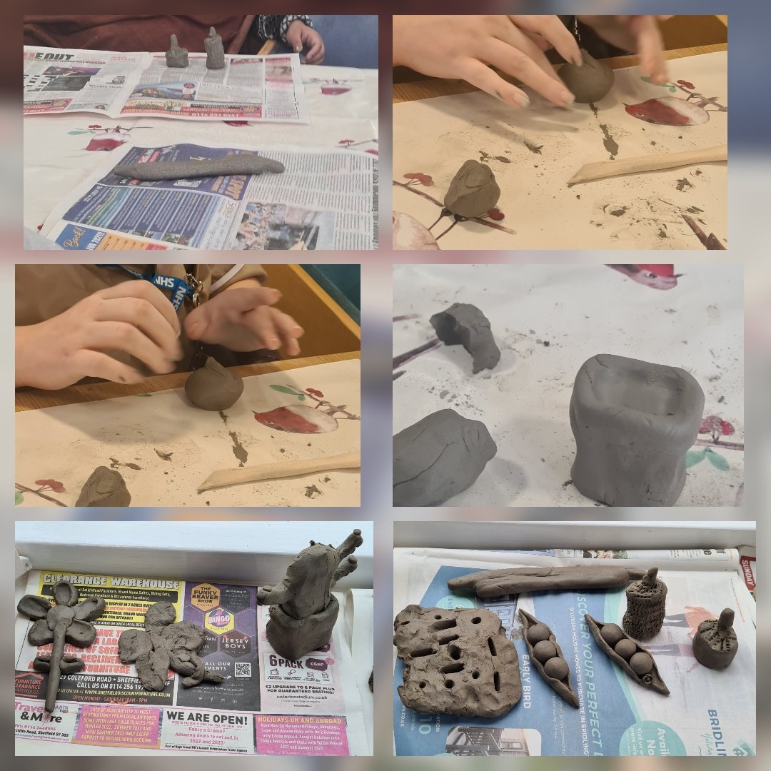 AMHU_doncaster's tweet photo. Messy morning at clay club on Brodsworth today @AMHU_doncaster  #clayclub #claymodeling #wardactivities #MentalHealthMatters #activitycoordinator https://t.co/HCAxde4Cmy