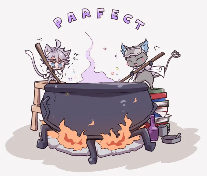 グリちゃんの錬金術、あずにゃとだった～!🐙🐱🥼✨(幻覚) 