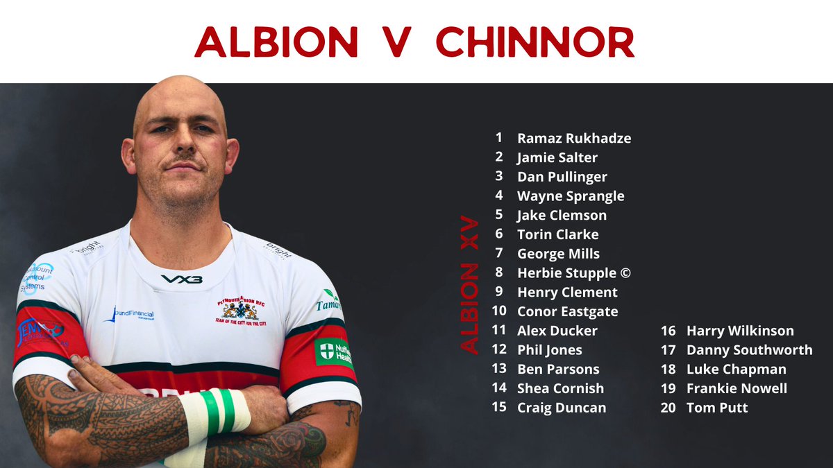 Albion_RFC's tweet photo. 𝗟𝗔𝗧𝗘𝗦𝗧 𝗧𝗘𝗔𝗠 𝗦𝗘𝗟𝗘𝗖𝗧𝗜𝗢𝗡
Here's your starting lineup for tomorrow's home game against Chinnor
Check out our pre-match report - https://t.co/sqZZrY7IhP

With selected pints £3.50 from 1:30 - 2:30 &amp; England v Ireland post-game, there's every reason to join us😀 https://t.co/vFPoHmkCyA