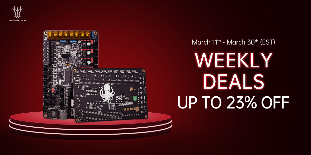 BigTreeTech's tweet photo. 📣Our Weekly Deals is ON 🇺🇸and now is your time to save big! Get up to 23% off for BIGTREETECH Octopus Pro only.
Buy now🔗https://t.co/XbpyymGa2i 

#bigtreetech #3dprinting #3dprinter #motherboard #corexy #octopuspro #deals #discount https://t.co/ldcd6V2O5B