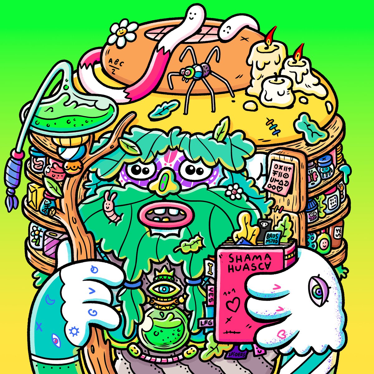 1/1 The ShamaHuasker 
The potion master, the only one that holds the power of awakening us all. 
ShamaHuasca - The secret ancestral drink of Shamanzs, the Ones Who Know 💚 🙏👁️