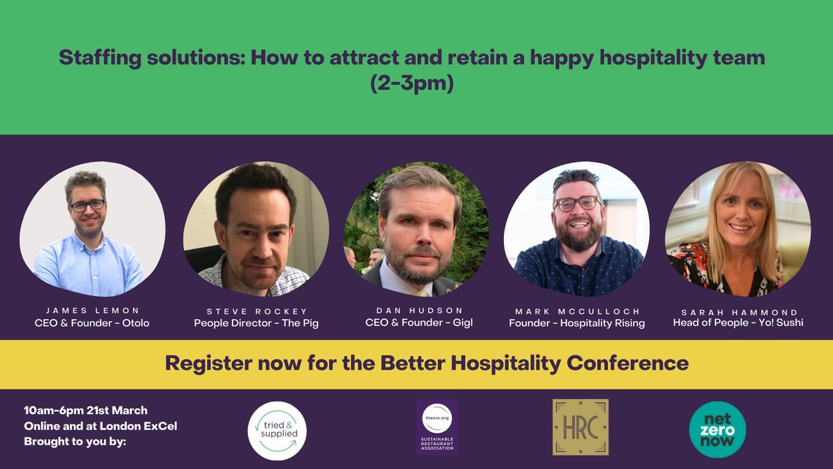 Tried_Supplied's tweet photo. Inclusive recruitment, mentoring, and employee wellbeing are all important factors in attracting young people to hospitality. Join Mark, James, Dan, Steve and Sarah and find out how to attract a happy hospitality team at the #BetterHospitalityConference https://t.co/v7hIAOhQTE https://t.co/WPDaQRsBOd
