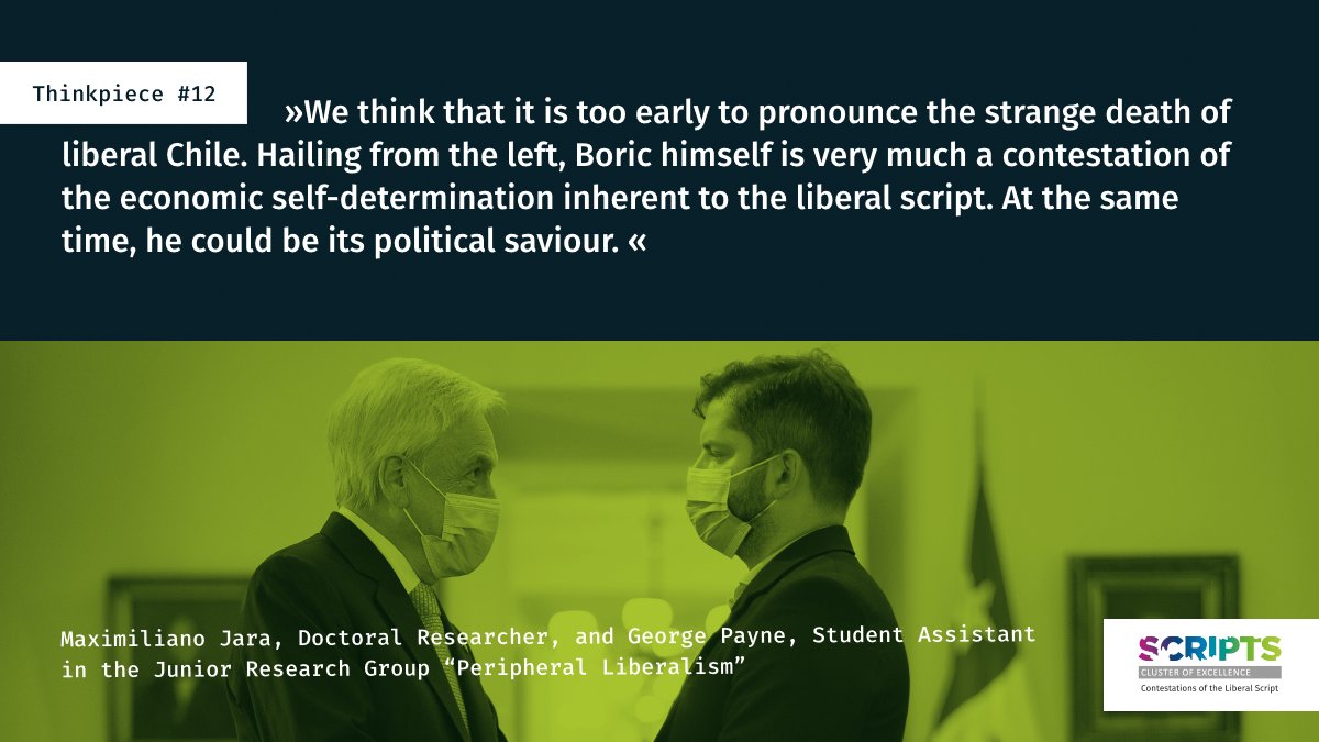 scriptsberlin's tweet photo. Shifting our attention from events in Europe to Latin America, we see a new Chilean president @gabrielboric taking office today. Is Gabriel #Boric the saviour of free-market liberal democracy in #Chile? The #Thinkpiece of Maximiliano Jara &amp; @PrinzGeorgP ➡️ https://t.co/frWTg8YKiu https://t.co/8ckK6dp5Hc