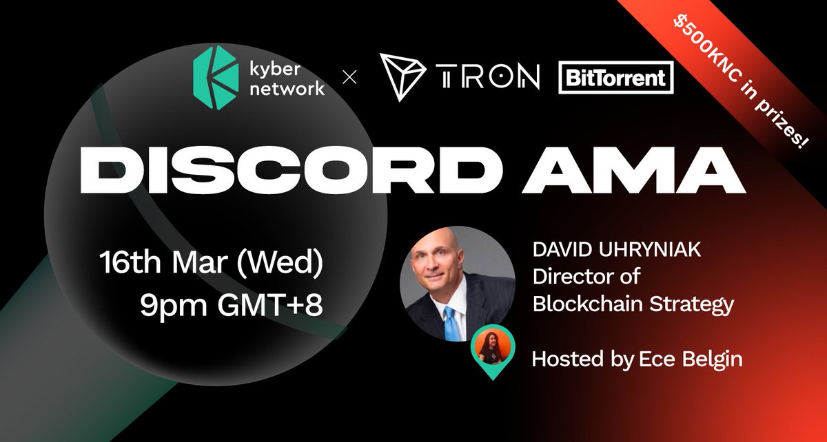 🗣 AMA TIME~ 🔊

🎙Join our Discord AMA with <a href="/trondao/">TRON DAO</a> <a href="/BitTorrent/">BitTorrent</a> ‼️‼️

Learn first hand juicy details about our upcoming partnership 😉 Shh no spoilers 🤫

🗓Wed 16 Mar, 9pm GMT+8
💰$500 KNC up for grabs by 10 🍀lucky🍀 winners!!

#DeFi #KyberSwap #crypto #DEX 

How to win 👇