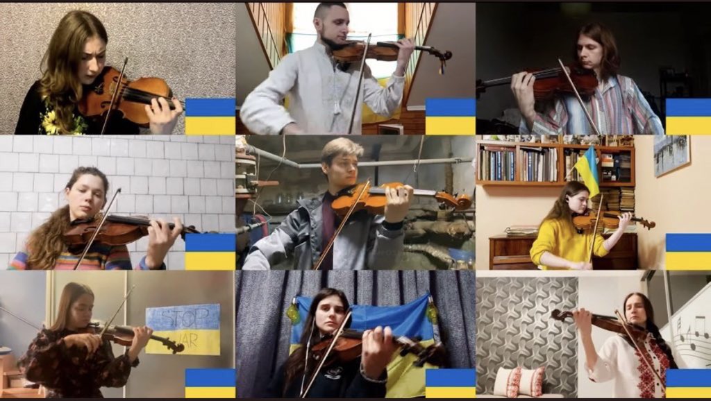 Proud of my aunty @KerenzaPeacock who has put together this amazing video. 94 violinists from 29 countries playing a Ukrainian folk song in harmony. Very beautiful and emotional🇺🇦
#ViolinistsSupportUkraine 

youtu.be/mQSIeD-x6dQ