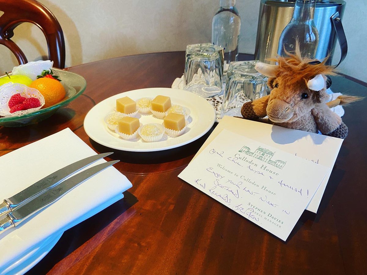 Hamish got the biggest welcome at <a href="/CullodenHouse/">Culloden House</a> yesterday! He was giddy to have been included! Thank you so much for your kindness and generosity! Best way to end a magical trip to Scotland. #VisitScotland <a href="/welovehistory/">Historic Scotland</a>