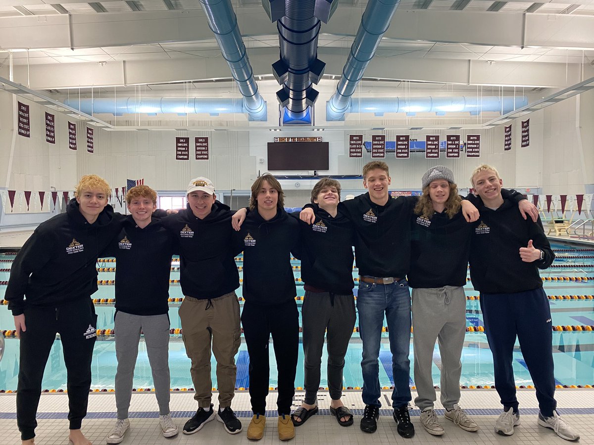 DexterSwimDive's tweet photo. Todays the day!  MHSAA State Championships start at noon!  These 8 are ready to give it all they’ve got.  #DreadStrong #RisingTide #DexSwim #DexDive https://t.co/y393PAtvgh