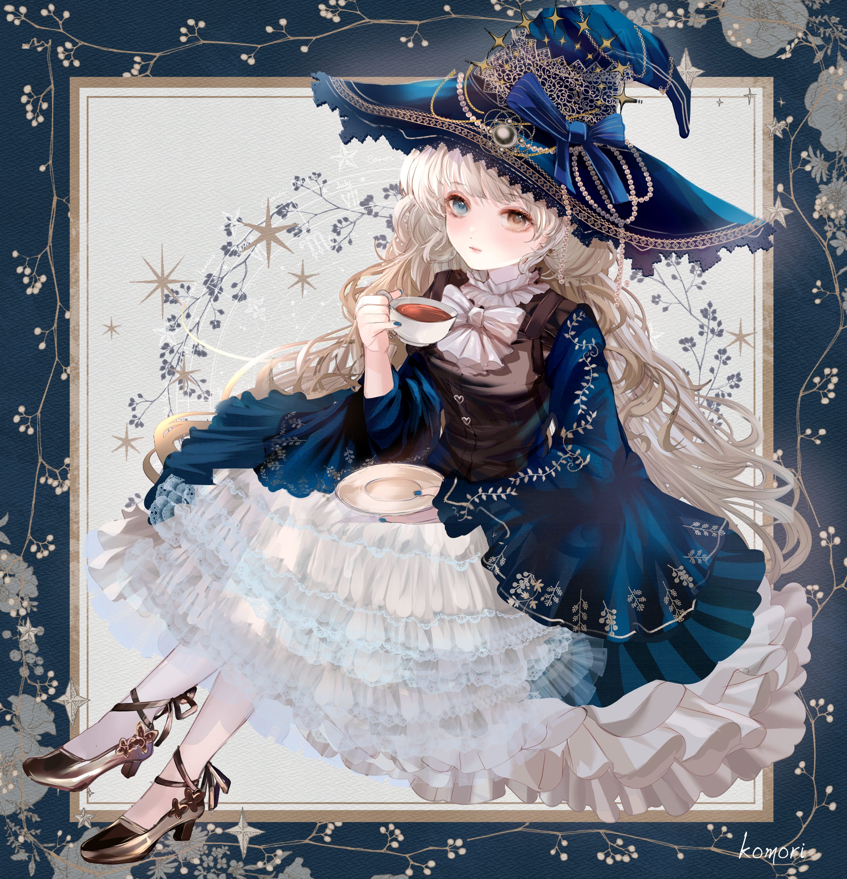 こもりひっき ローソンブロマイド発売中です 魔女のティータイム 全身版 お嬢さま魔女のお茶の時間のイラストです オリジナル Illustration アトリエの系譜s8 T Co Qgbvq7r3sa Twitter