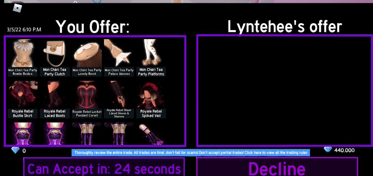 KFJamesOfficial's tweet photo. 👽Royale High Intergalactic Custom Trading Menu!👽 (CONCEPT) 
💚Part 1 out of 3💚 
(2/3 coming soon)

Features:
• A ability to change Colors on your Trading Menu!
• Added Time and Date 
(So people won't be confused if when they did this trade!)

#RoyaleHigh #beaplaysconcepts https://t.co/i0QrmUeGFX