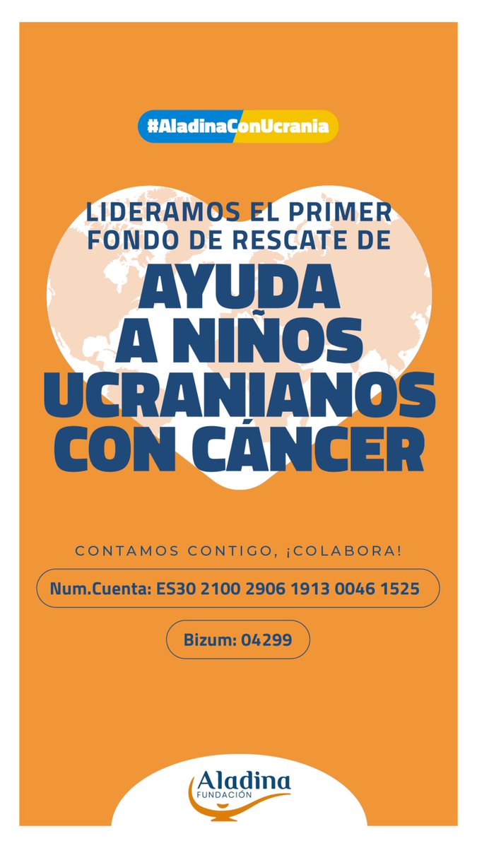 ⚠️ Hoy llegan a Madrid 24 niños con cáncer y sus familias. En <a href="/FundAladina/">Fundación Aladina</a> ya tenemos todo preparado para recibirles con el cariño y la atención que merecen. 🧡
Os animo a colaborar con el fondo de rescate que hemos activado para ayudarles ➡️ bit.ly/AladinaConUcra… 
#Ucrania