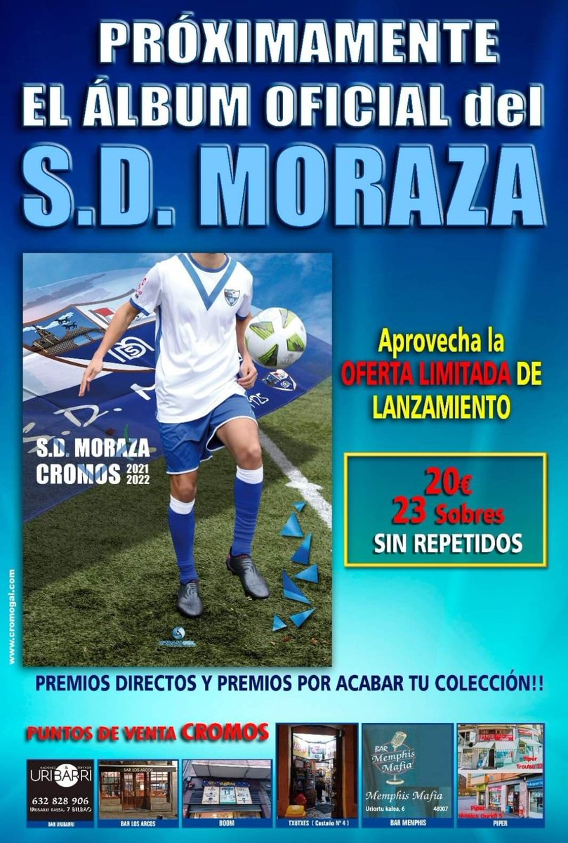 El álbum de cromos ya está aquí. 
Anímate a coleccionar a todos los jugadores de la S.D. Moraza.