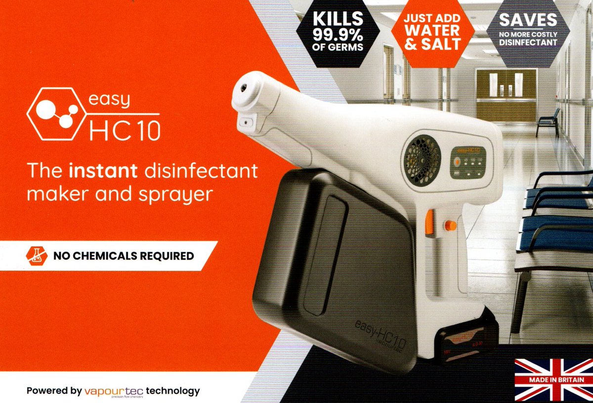 This unique product instantly converts salt water into high quality antiviral disinfectant spray before dispensing in a fine mist to disinfect surfaces in public areas. NEVER buy antiviral #disinfectant spray again.  #cleaning #FacilitiesMgmt #COVID19  easy-hclo.com