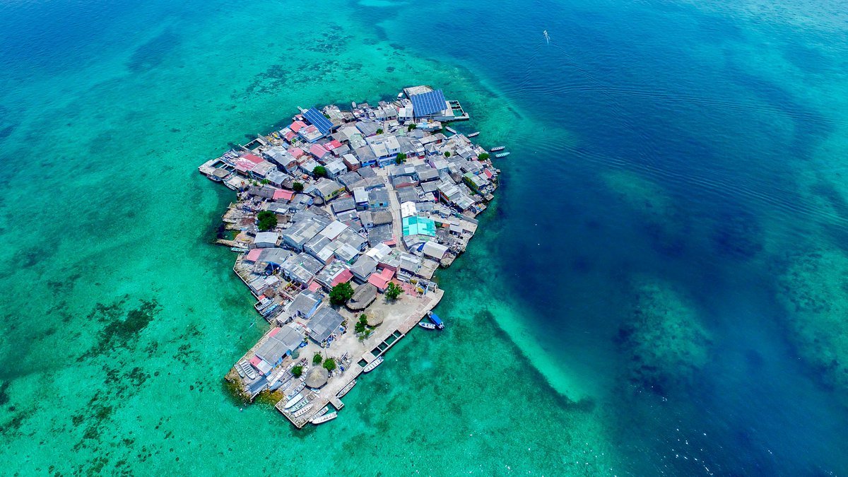 The most densely populated island on the planet is Santa Cruz del Islote, off the coast of Colombia. It measures only about 0.012 kilometres, but is home to over 12,000 people.