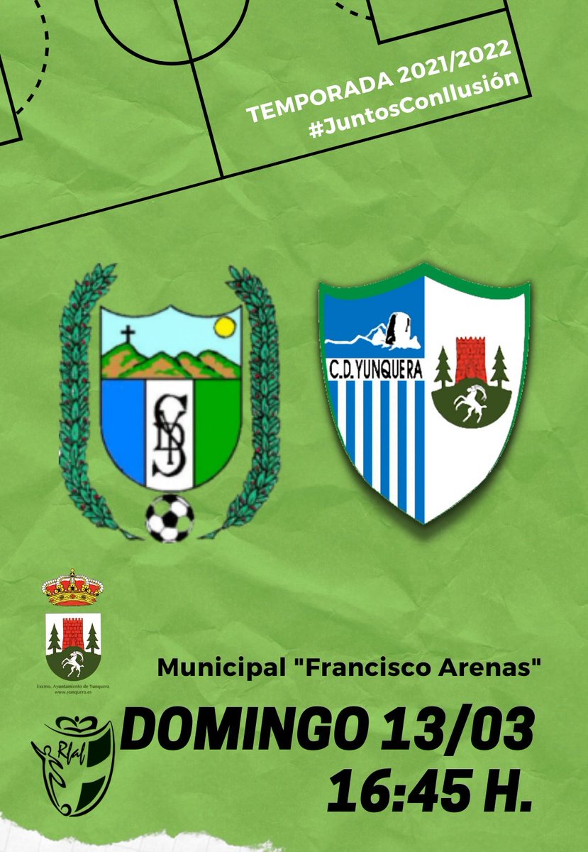 CDFYunquera's tweet photo. 🔵 PRÓXIMO RETO DEL EQUIPO 🔵

🆚 C.D. Sierra de Yeguas
📌 Jornada 24
🏆 2ª Andaluza Sénior
📆 Domingo 13 de marzo
⏰ 16:45 horas
🏟 Campo Municipal "Francisco Arenas"

#juntosconilusión #CDYunquera 🔵⚽🌲 https://t.co/ESNKgK0WUy
