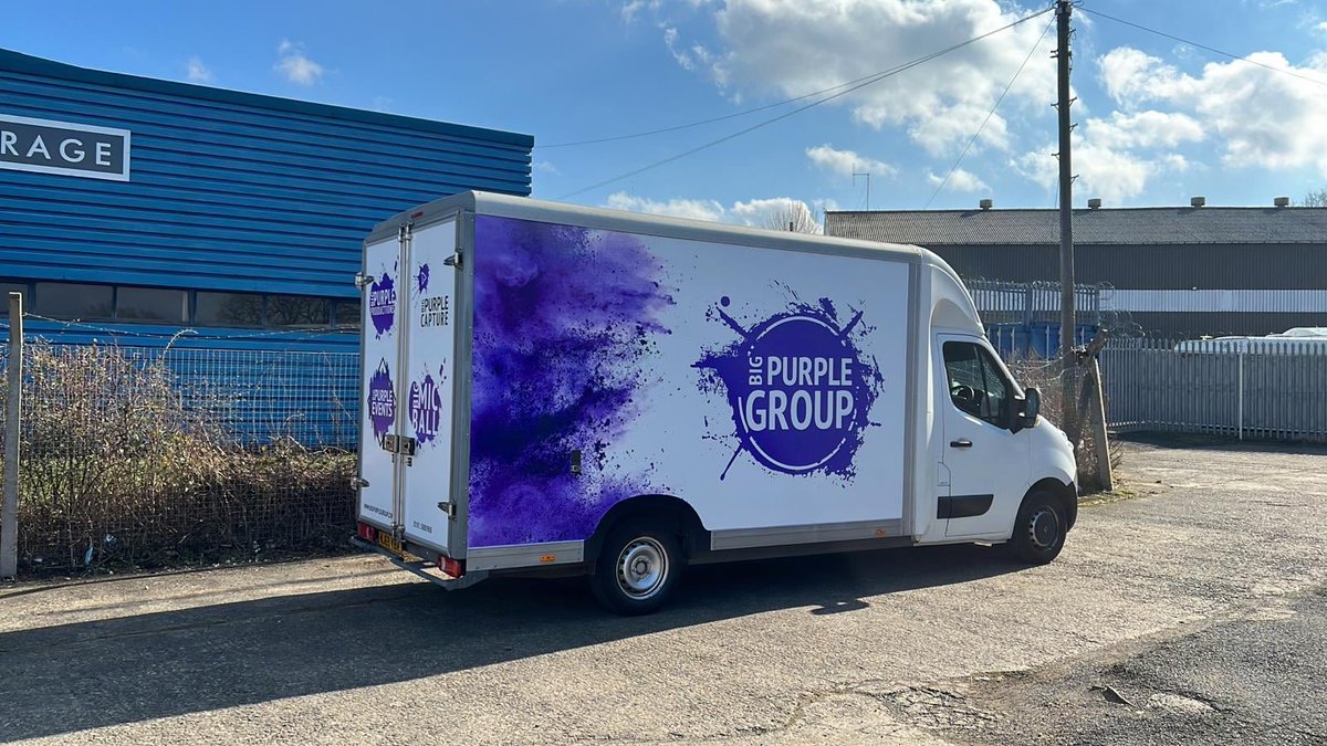 BigPurplePro's tweet photo. Loving our new addition to the fleet! Great to show all four of our companies under one roof! Big thanks to @largeprintworks https://t.co/rsBvvTRqEl