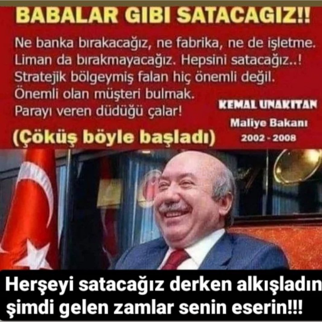 huseyinerkaan's tweet photo. Babalar gibi satacağız diyenleri çılgınlar gibi alkışlayıp iktidar'da tutan sensin.. Yapılan zamlarla geçim sıkıntısına düştüysen eğer bunun sebebi de sensin..! https://t.co/oukzyQpupB