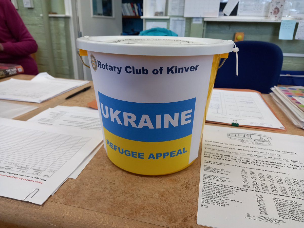 On behalf of the #Rotary club of Kinver, there is now a collection box in the library for the #Ukraine Refugee Appeal. 🇺🇦 💙💛 <a href="/StaffsLibraries/">Staffordshire Libraries</a>