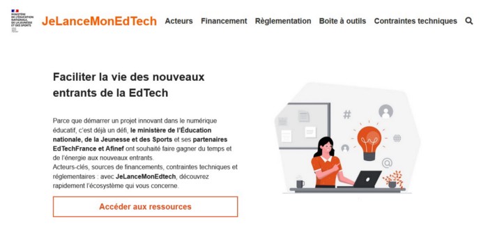 [Actu] Découvrez le prototype de #jelancemonEdTech 💫Parce que démarrer un projet innovant dans le #numérique #éducatif c’est déjà un défi, <a href="/education_gouv/">Ministère Éducation nationale</a> avec <a href="/EdtechFrance/">EdTech France 🇫🇷🇪🇺</a> et <a href="/sgAFINEF/">AFINEF</a> souhaitent faire gagner du temps aux nouveaux entrants▶️ bit.ly/3Mxm1CK