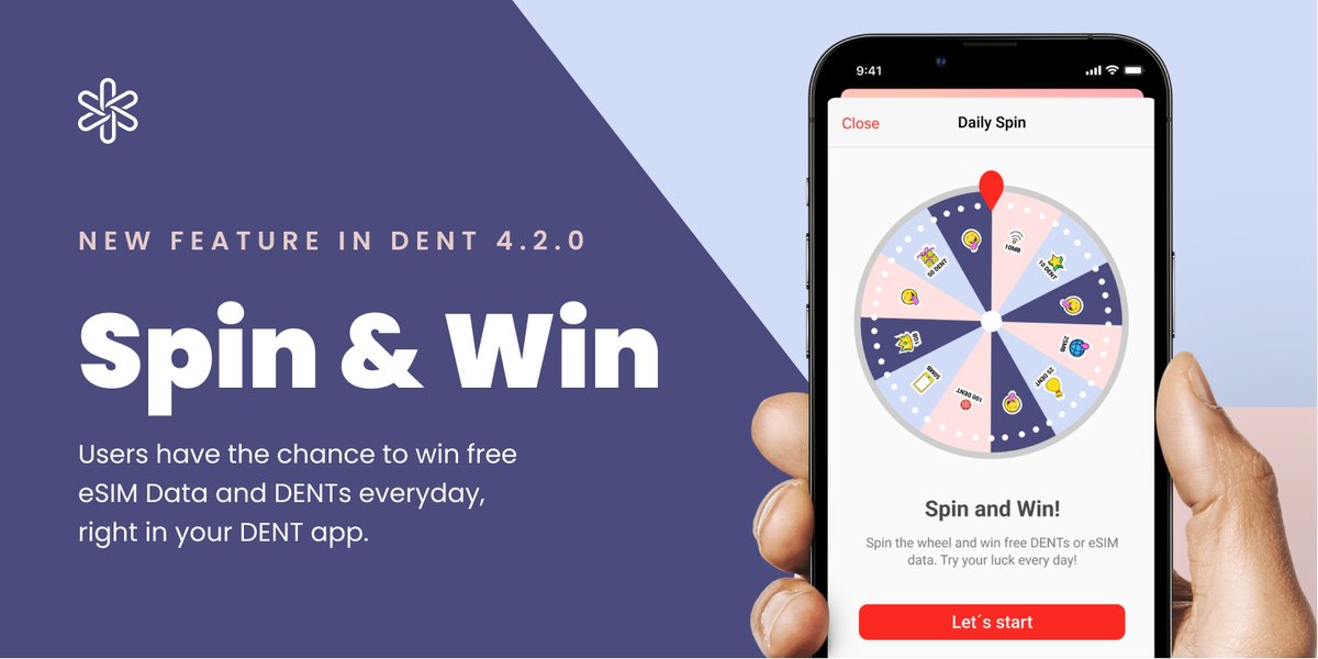 New Versions 4.2.0 of the popular #DENT App for #iOS and #Android are live, get a spin and win #eSIM data! Download HERE: dentwireless.com/dent-app ⚡  #dentcoin #BTC #ETH #GSMA #5G #Mobile #Apple #Samsung #DENTNet