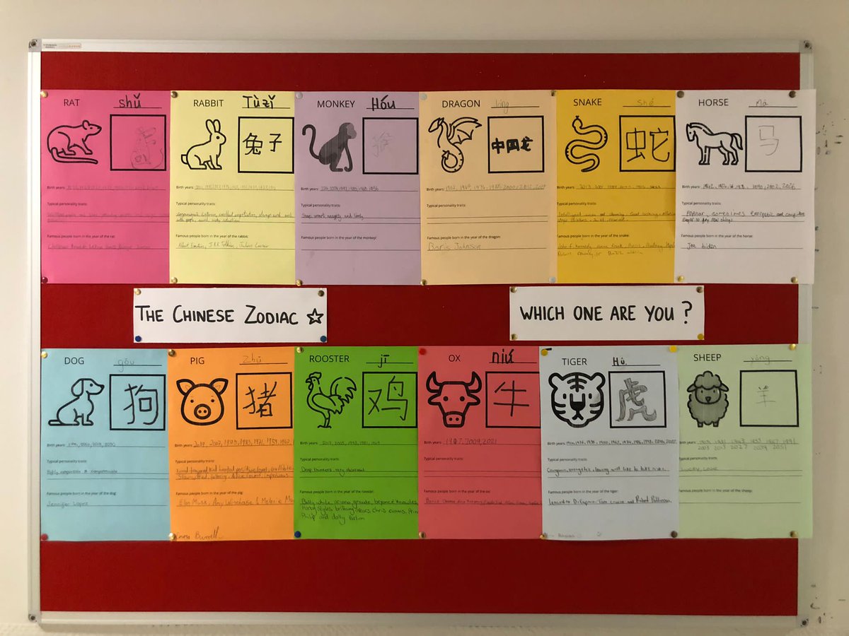 Today Languages Club made a fabulous display about Chinese zodiac signs. Come to the Modern Languages corridor to see which one you are!