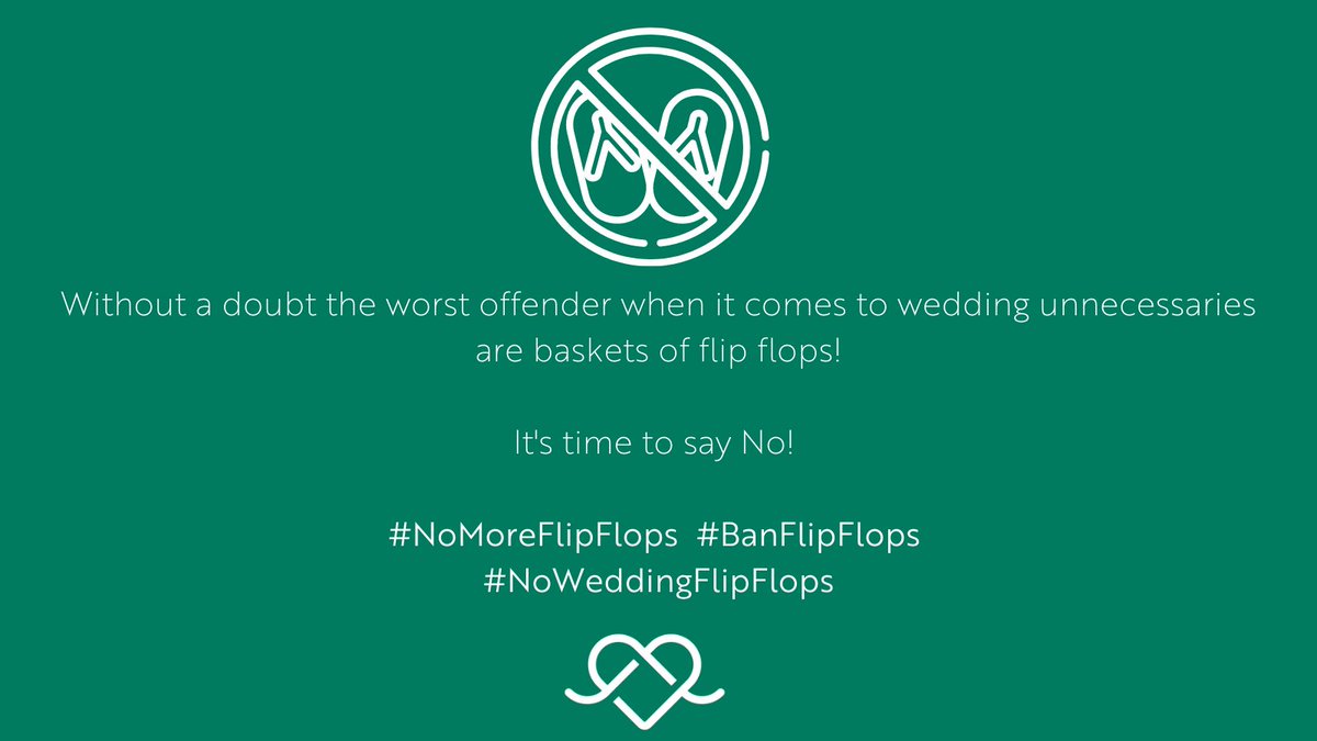 s_w_alliance's tweet image. In the UK there is no recycling system for flip flops so if venues can't find a new home for them, they are forced to add them to their general waste. Encourage guests to bring their own comfortable shoes to change into. 

#banflipflops #nomoreflipflops #noweddingflipflops