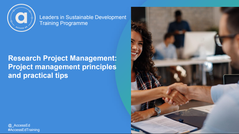 _AccessEd's tweet photo. Yesterday @_AccessEd facilitated a workshop on Research Project Management with @commschols๐ปโ๏ธ๐Scholars learnt about the components of project management, and did a project management self-audit using the RAG rating system.
#AccessEdtraining #leadersinsustainabledevelopment https://t.co/pkXANklEbM