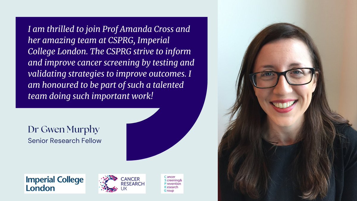 🤩We're delighted to welcome @gwenannmurphy to our team @ImperialSandC @imperialcollege! Dr Murphy joins us via a distinguished career at @NCIEpiTraining. 

Our @CRUKresearch #cancerresearch programme just levelled up💪💪💪

Gwen's bio👉 imperial.ac.uk/people/g.murphy

#ImperialWomen